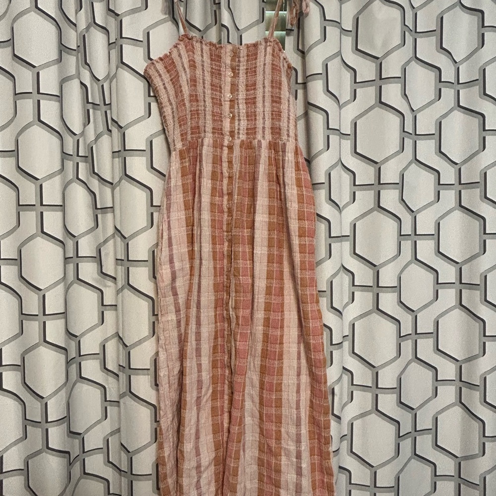 Aerie Pink and Brown Plaid Dress